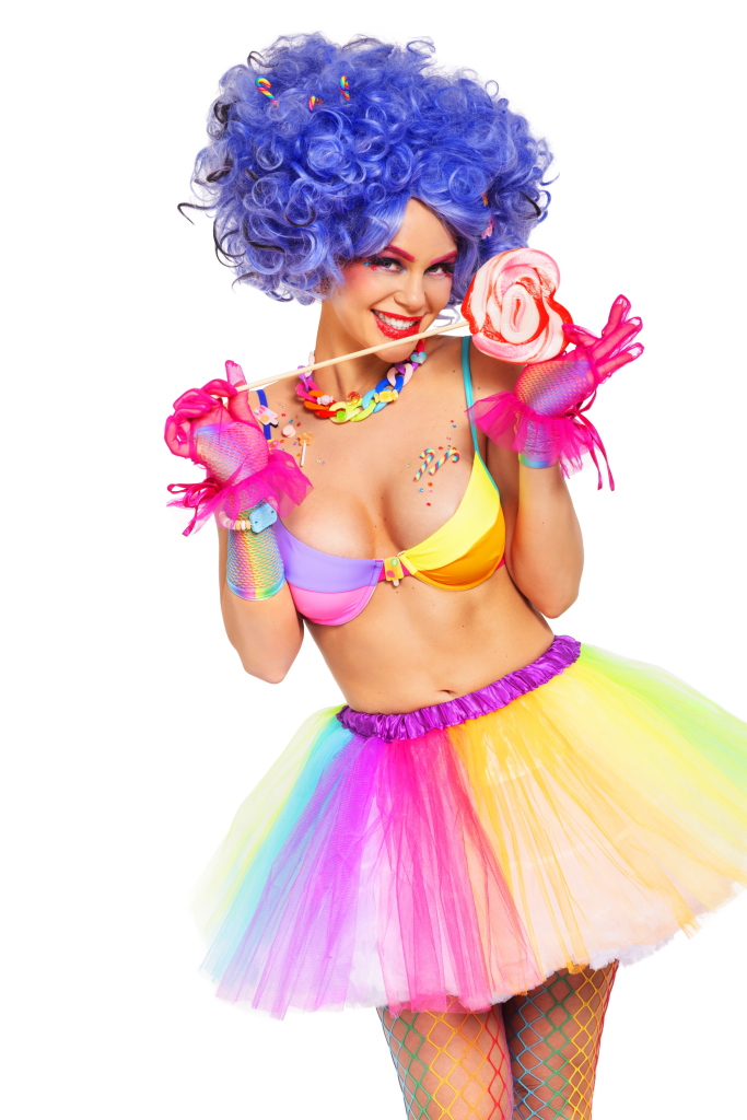 Slotbon maskotu Lollipop Lola, renkli şeker temalı figür